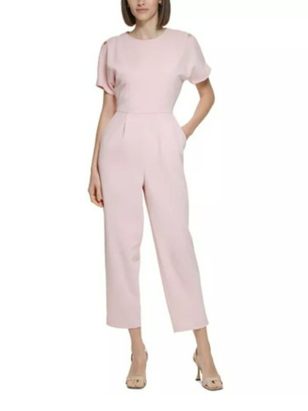 Calvin Klein Blush Pink Cold-Shoulder Jumper